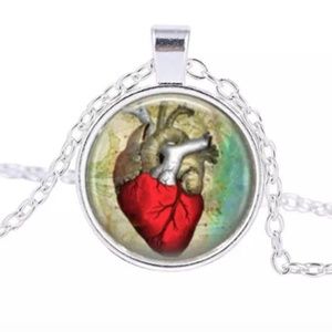 Heart Silver & Glass Necklace Doctor & Nurses Gift